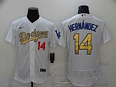 Dodgers 14 Enrique Hernandez White Gold 2020 Nike Flexbase Jersey,baseball caps,new era cap wholesale,wholesale hats